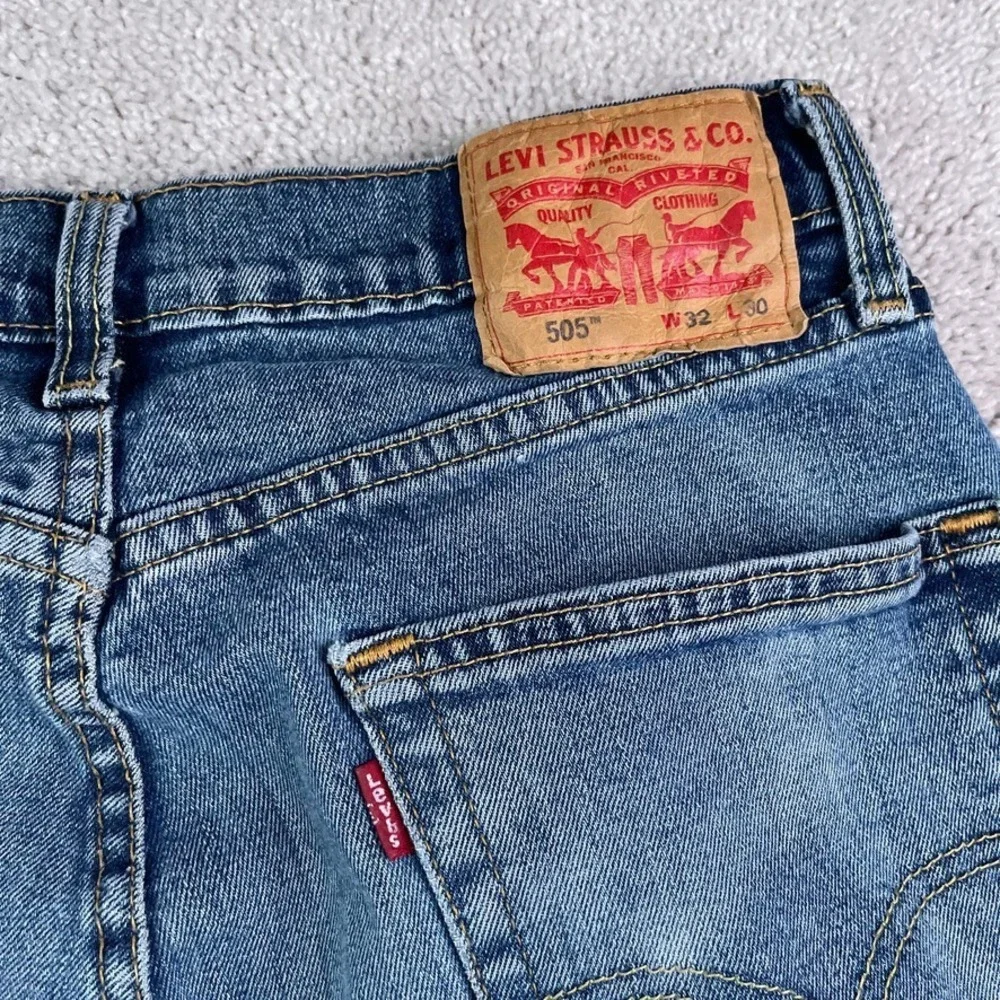 Levis‎ 505 Jeans Mens 32x30 (Fits 30x29) Blue Regular Straight Stretch Denim